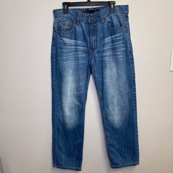 Rocawear Classic Fit Mens Denim Blue Jeans size 34x32 Hip Hop Grunge Y2K Urban - Picture 1 of 10